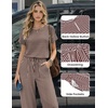 Jumpsuits for Women Casual Summer Rompers Short Sleeve One Piece Outfits(Brown Stripe)