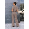 Jumpsuits for Women Casual Summer Rompers Short Sleeve One Piece Outfits(Brown Stripe)