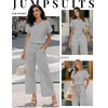 Jumpsuits for Women Casual Summer Rompers Short Sleeve One Piece Outfits(White Stripe)