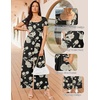 Women Short Sleeve Jumpsuits Square Neck Romper Wide Leg One Piece Jumper(Black Floral)