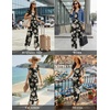 Women Short Sleeve Jumpsuits Square Neck Romper Wide Leg One Piece Jumper(Black Floral)
