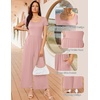 Women Short Sleeve Jumpsuits Square Neck Romper Wide Leg One Piece Jumper(Dirty Pink)