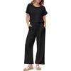 Jumpsuits for Women Casual Summer Rompers Short Sleeve One Piece Outfits(Black)