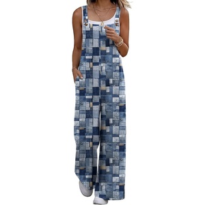 Ekouaer Overalls for Women Loose Fit Jumpsuits 2026 Fall Outfits(Blue Boho Print)