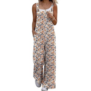 Ekouaer Overalls for Women Loose Fit Jumpsuits 2026 Fall Outfits(Orange Floral)