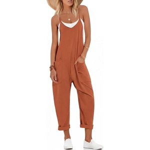 Ekouaer Womens Jumpsuit Sleeveless Casual Summer Overalls Jumpers Rompers(Rust)