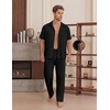 EKouear Mens Pajamas Set Button Down Short Sleeve Shirt Pjs with Long Pants(Black)
