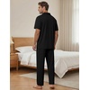 EKouear Mens Pajamas Set Button Down Short Sleeve Shirt Pjs with Long Pants(Black)