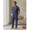 EKouear Mens Pajamas Set Button Down Short Sleeve Shirt Pjs with Long Pants(Blue Plaid)