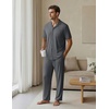EKouear Mens Pajamas Set Button Down Short Sleeve Shirt Pjs with Long Pants(Deep Gray)