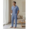 EKouear Mens Pajamas Set Button Down Short Sleeve Shirt Pjs with Long Pants(Gray Blue)
