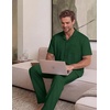 EKouear Mens Pajamas Set Button Down Short Sleeve Shirt Pjs with Long Pants(Green)