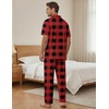 EKouear Mens Pajamas Set Button Down Short Sleeve Shirt Pjs with Long Pants(Green Blue Plaid)