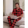 EKouear Mens Pajamas Set Button Down Short Sleeve Shirt Pjs with Long Pants(Green Blue Plaid)
