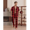 EKouear Mens Pajamas Set Button Down Short Sleeve Shirt Pjs with Long Pants(Green Blue Plaid)