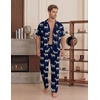 EKouear Mens Pajamas Set Button Down Short Sleeve Shirt Pjs with Long Pants(Navy Zebra)