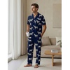 EKouear Mens Pajamas Set Button Down Short Sleeve Shirt Pjs with Long Pants(Navy Zebra)
