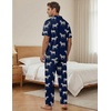 EKouear Mens Pajamas Set Button Down Short Sleeve Shirt Pjs with Long Pants(Navy Zebra)