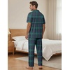 EKouear Mens Pajamas Set Button Down Short Sleeve Shirt Pjs with Long Pants(Red Black Plaid)
