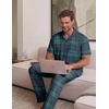 EKouear Mens Pajamas Set Button Down Short Sleeve Shirt Pjs with Long Pants(Red Black Plaid)