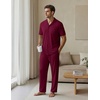 EKouear Mens Pajamas Set Button Down Short Sleeve Shirt Pjs with Long Pants(Wine Red)