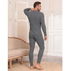 Ekouaer Waffle Long Johns for Men Thermal Underwear Top and Bottom Set(Dark Grey)