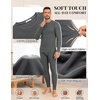 Ekouaer Waffle Long Johns for Men Thermal Underwear Top and Bottom Set(Grey)