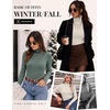 Ekouaer Women Ribbed Turtleneck Long Sleeve Turtle Neck Tops Thermal Shirts(Black/Green/Beige)