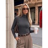 Ekouaer Women Ribbed Turtleneck Long Sleeve Turtle Neck Tops Thermal Shirts(Black/White/Grey)