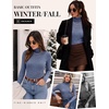 Ekouaer Women Ribbed Turtleneck Long Sleeve Turtle Neck Tops Thermal Shirts(Blue)