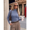 Ekouaer Women Ribbed Turtleneck Long Sleeve Turtle Neck Tops Thermal Shirts(Blue)