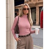 Ekouaer Women Ribbed Turtleneck Long Sleeve Turtle Neck Tops Thermal Shirts(Dusty Pink)