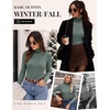 Ekouaer Women Ribbed Turtleneck Long Sleeve Turtle Neck Tops Thermal Shirts(Green)