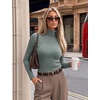 Ekouaer Women Ribbed Turtleneck Long Sleeve Turtle Neck Tops Thermal Shirts(Green)