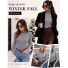 Ekouaer Women Ribbed Turtleneck Long Sleeve Turtle Neck Tops Thermal Shirts(Light Grey)