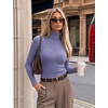 Ekouaer Women Ribbed Turtleneck Long Sleeve Turtle Neck Tops Thermal Shirts(Navy Blue)