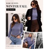Ekouaer Women Ribbed Turtleneck Long Sleeve Turtle Neck Tops Thermal Shirts(Navy Blue)