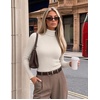 Ekouaer Women Ribbed Turtleneck Long Sleeve Turtle Neck Tops Thermal Shirts(Off-white)