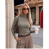 Ekouaer Women Ribbed Turtleneck Long Sleeve Turtle Neck Tops Thermal Shirts(Olive Green)