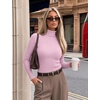 Ekouaer Women Ribbed Turtleneck Long Sleeve Turtle Neck Tops Thermal Shirts(Pink)