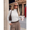 Ekouaer Women Ribbed Turtleneck Long Sleeve Turtle Neck Tops Thermal Shirts(White)
