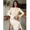 Women Mock Turtleneck Tops Ribbed Long Sleeve Shirts Trendy Fall T-Shirts(Beige)