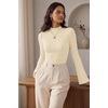 Women Mock Turtleneck Tops Ribbed Long Sleeve Shirts Trendy Fall T-Shirts(Beige)