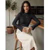 Women Mock Turtleneck Tops Ribbed Long Sleeve Shirts Trendy Fall T-Shirts(Black)