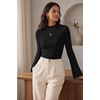 Women Mock Turtleneck Tops Ribbed Long Sleeve Shirts Trendy Fall T-Shirts(Black)