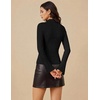 Women Mock Turtleneck Tops Ribbed Long Sleeve Shirts Trendy Fall T-Shirts(Black)