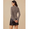 Women Mock Turtleneck Tops Ribbed Long Sleeve Shirts Trendy Fall T-Shirts(Brown)