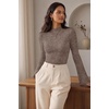 Women Mock Turtleneck Tops Ribbed Long Sleeve Shirts Trendy Fall T-Shirts(Brown)