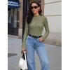 Women Mock Turtleneck Tops Ribbed Long Sleeve Shirts Trendy Fall T-Shirts(Deep Army Green)