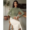 Women Mock Turtleneck Tops Ribbed Long Sleeve Shirts Trendy Fall T-Shirts(Deep Army Green)